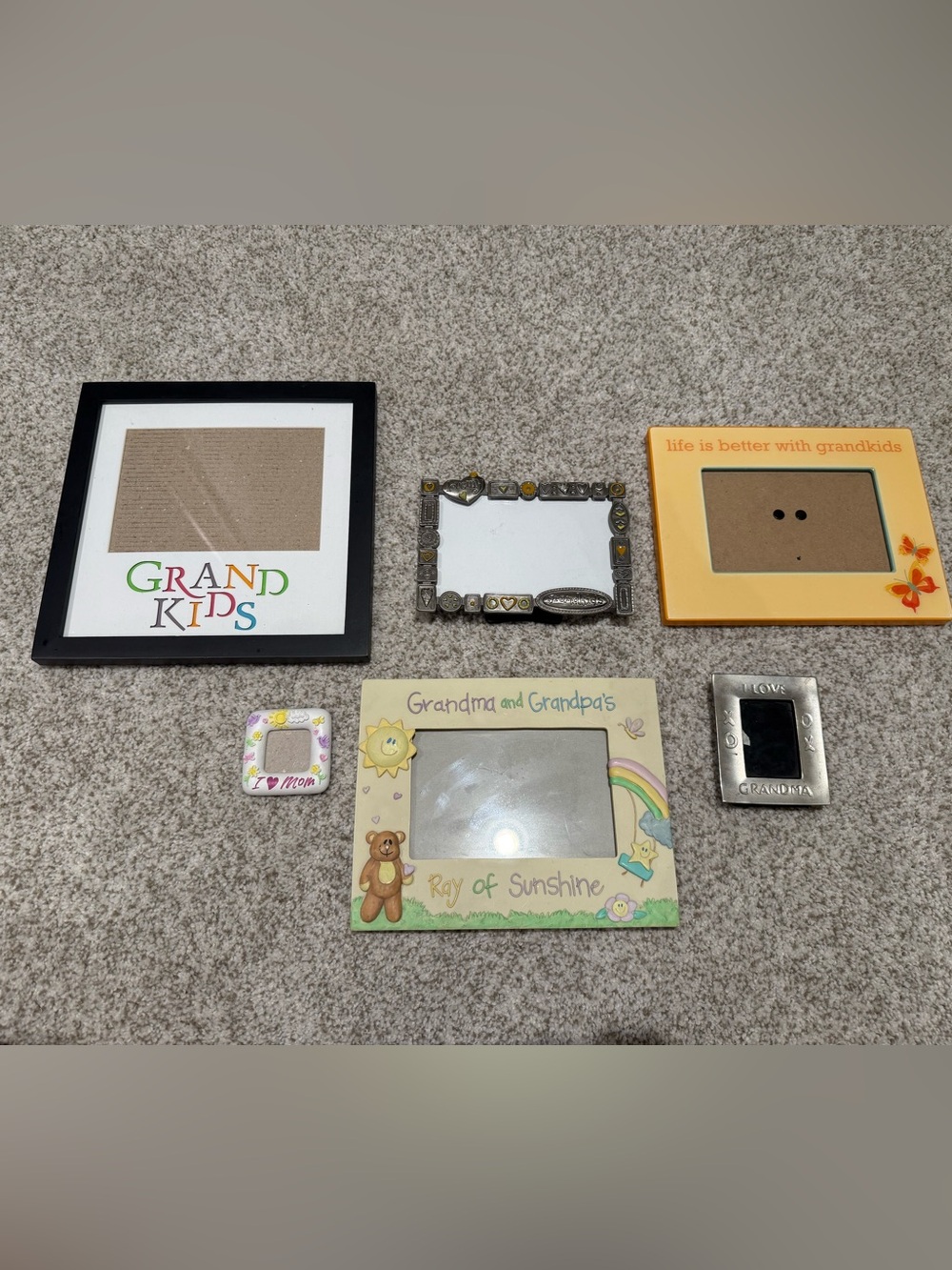 Grandparent & Mom Family Theme Picture Frame Grandkids Grandma Grandpa lot of 6